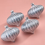 Елочные игрушки Луковки - Kalavino 8 см голубой, 4 шт