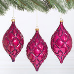 Елочные игрушки Сосульки Sarentino - Розовый Вечер 15 см, 3 шт, пластик
