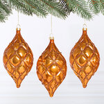 Елочные игрушки Сосульки Sarentino - Янтарный Блик 15 см, 3 шт, пластик