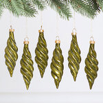 Елочные игрушки Сосульки - Feroleto Antico 11 см зеленый, 6 шт, пластик