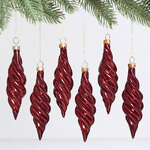 Елочные игрушки Сосульки - Feroleto Antico 11 см бордовый, 6 шт, пластик