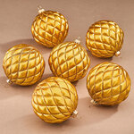 Елочные шары Matelasse 8 см, 6 шт, пластик