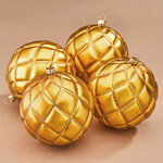 Елочные шары Matelasse 10 см золотой, 4 шт, пластик