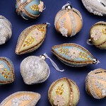 Елочные шары Ricchezza Di Fiori 8-12 см, 12 шт, стекло