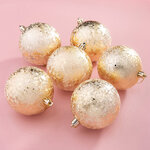 Елочные шары Craquelure 8 см золотые, 6 шт, пластик