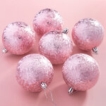 Елочные шары Craquelure 8 см розовые, 6 шт, пластик