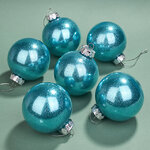 Елочные ПЭТ шары Albertine - Azure Deal 8 см, 6 шт, пластик
