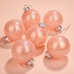 Елочные ПЭТ шары Albertine - Sugar Peach 8 см, 6 шт, пластик