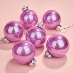 Елочные ПЭТ шары Albertine - Orchid Shine 8 см, 6 шт, пластик