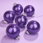 Елочные ПЭТ шары Albertine - Amethyst Haze 8 см, 6 шт, пластик