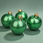 Елочные ПЭТ шары Albertine - Sea Green 10 см, 4 шт, пластик