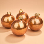 Елочные ПЭТ шары Albertine - Shiny Orange 10 см, 4 шт, пластик