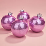 Елочные ПЭТ шары Albertine - Orchid Shine 10 см, 4 шт, пластик