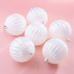 Елочные шары Volistra 8 см белый перламутр, 6 шт, пластик
