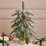 Елка настольная 50 см Фанни, с ягодами, шишками и звездами в мешочке, литая 100%
