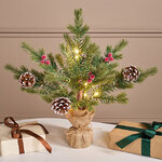 Елка настольная 30 см Силви, 10 LED ламп, в мешочке, с ягодами и шишками, на батарейках, ЛИТАЯ 100%