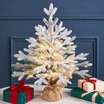 Елка настольная с гирляндой 55 см Сноу Шарм, заснеженная, 80 теплых белых LED ламп, на батарейках, ЛИТАЯ 100%