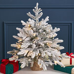 Елка настольная с гирляндой 45 см Вербье, заснеженная, 30 LED ламп, контроллер, на батарейках, ЛИТАЯ 100%
