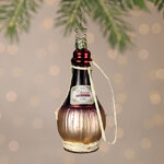 Стеклянная елочная игрушка Бутылочка Вина - Chianti 12 см