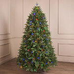 Искусственная елка с лампочками Колората 180 см, 270 разноцветных/теплых белых LED ламп, контроллер, ЛИТАЯ 100%