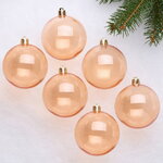 Елочные шары прозрачные Карамель 8 см, 6 шт, пластиковые