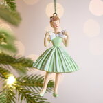 Елочная игрушка Девушка Розелла в зеленом платье 10 см