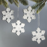 Елочная игрушка Снежинка Облако 10 см серебряная, 4 шт, пеноплекс