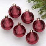 Елочные шары Victorian Glow - Burgundy Charm 6 см, 6 шт, пластиковые