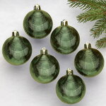 Елочные шары Victorian Glow - Pine Green Charm 6 см, 6 шт, пластиковые