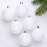 Елочные шары Victorian Glow - White Iris Charm 6 см, 6 шт, пластиковые