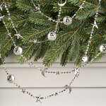 Бусы на елку Vintage - Sun and Moon 270 см серебряные, пластиковые 
