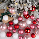 Большой набор елочных шаров Westbury - Клюквенное Суфле 4-8 см, 100 шт, пластик