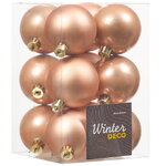 Набор пластиковых шаров 6 см, 12 шт, персиковый, пластик