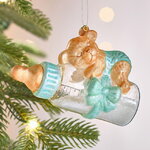 Елочная игрушка Бутылочка - Мишкины Сны 12 см голубая, стекло