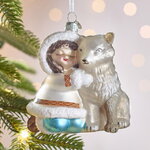 Елочная игрушка Девочка с Другом - Arctic Tale 12 см в подарочной коробке, стекло