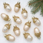 Елочные игрушки Желуди 4 см шампань, 12 шт, стекло