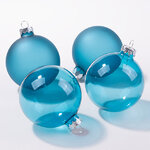 Елочные шары Bubble 8 см folk blue mix, 4 шт, стекло