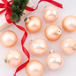 Елочные шары 6 см персиковый mix, 10 шт, стекло