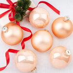 Елочные шары 8 см персиковый mix, 6 шт, стекло