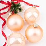 Елочные шары 10 см персиковый mix, 4 шт, стекло