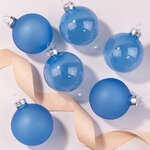 Елочные шары Bubble 6 см sky blue mix, 6 шт, стекло