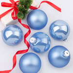 Елочные шары 8 см sky blue mix, 6 шт, стекло