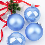 Елочные шары 10 см sky blue mix, 4 шт, стекло