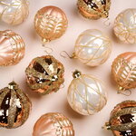 Елочные шары Delizia - Peach Dessert 10 см, 12 шт, стекло