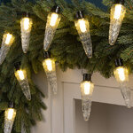 Гирлянда из лампочек Сосульки Ретро 6 м, 20 теплых белых LED ламп, черный ПВХ, IP44