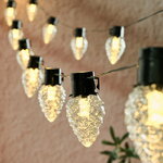 Гирлянда из лампочек Шишки Ретро 6 м, 20 теплых белых LED ламп, черный ПВХ, IP44