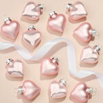 Елочные игрушки Сердце Монплезира 4.5 см розовый бутон mix, 12 шт, стекло