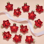 Набор стеклянных елочных игрушек Звезды 4.5 см красный mix, 12 шт