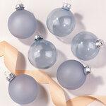 Елочные шары Bubble 6 см smoke blue mix, 6 шт, стекло