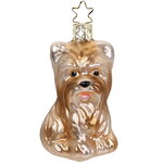 Стеклянная елочная игрушка Собака Йорк 8 см